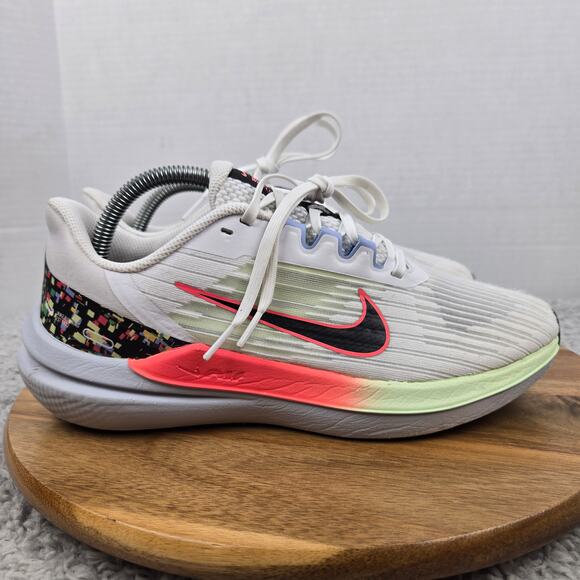 Nike Womens 8.5 Air Winflo 9 Confetti White Pink Black Gym Road Running Shoe - Picture 3 of 12